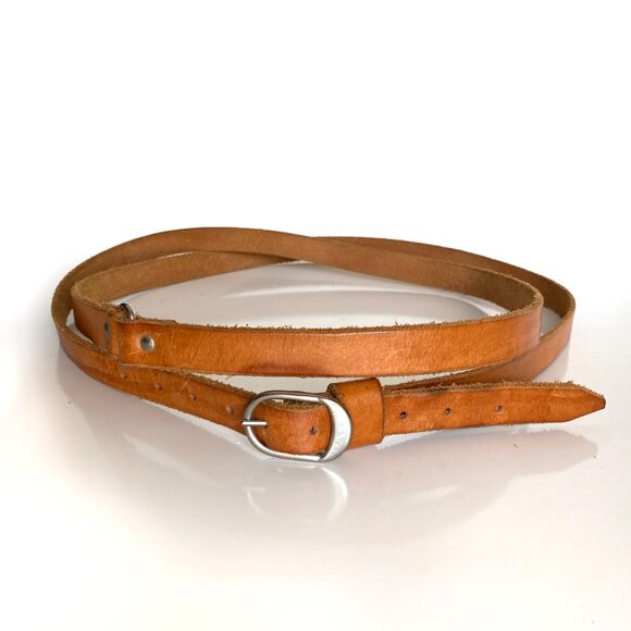 Solid Leather Double Wrap Belt Tan Adjustable - Picture 6 of 9